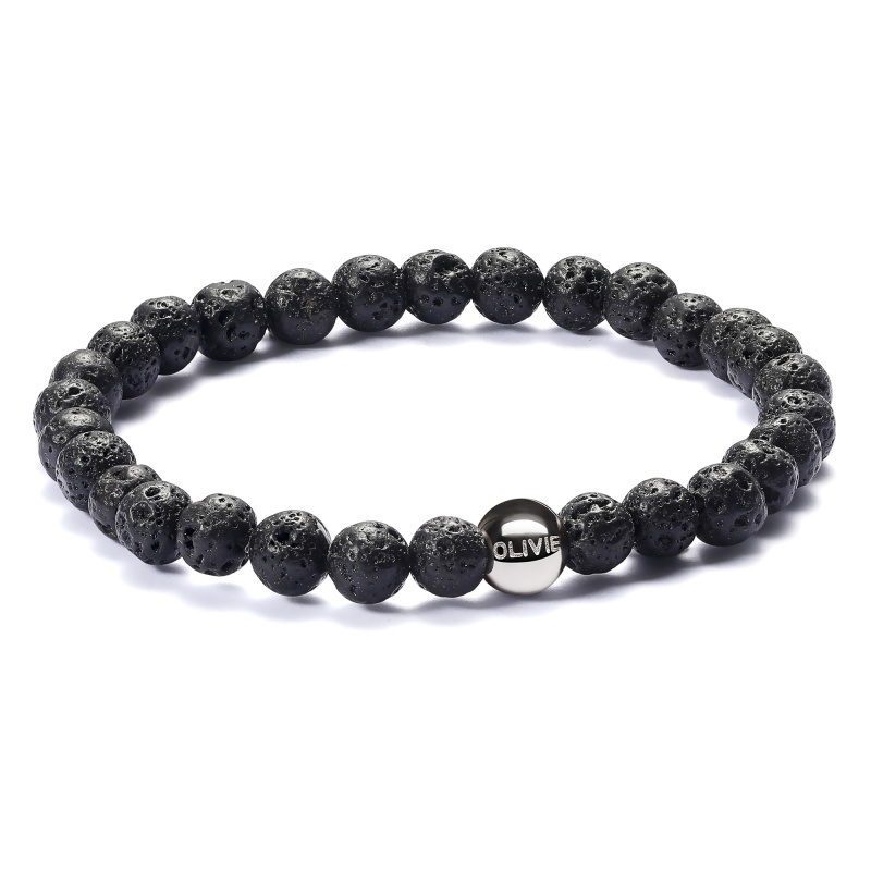 Olivie Korálkový náramek ČERNÁ LÁVA 6058