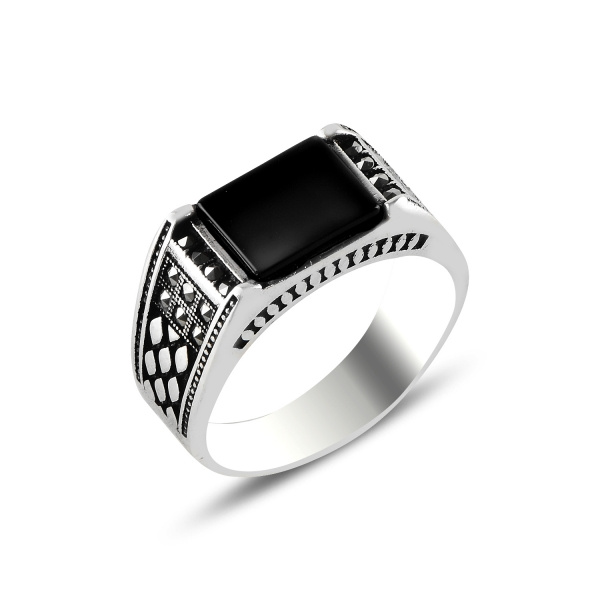 Olivie Pánský stříbrný prsten ONYX 5704 Velikost prstenů: 10 (EU: 62-64), Pohlaví: Pánské