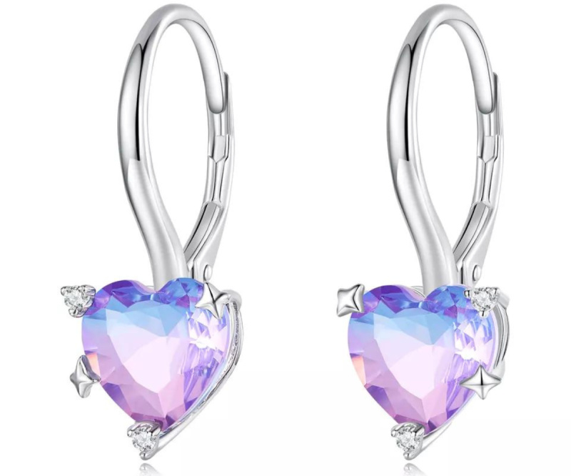 Olivie Stříbrné náušnice SKLENĚNÉ SRDCE 7196