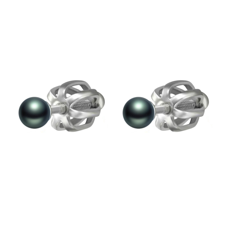Olivie Stříbrné 3mm náušnice TAHITI 7294