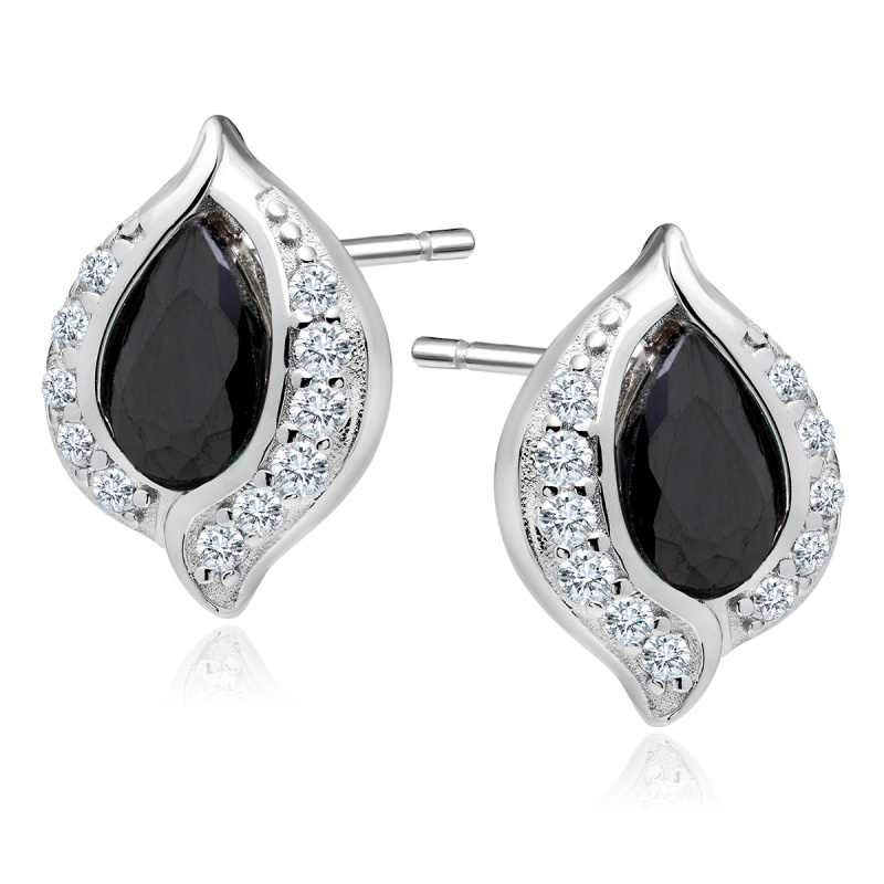 Olivie Stříbrné náušnice LUNA BLACK 7324