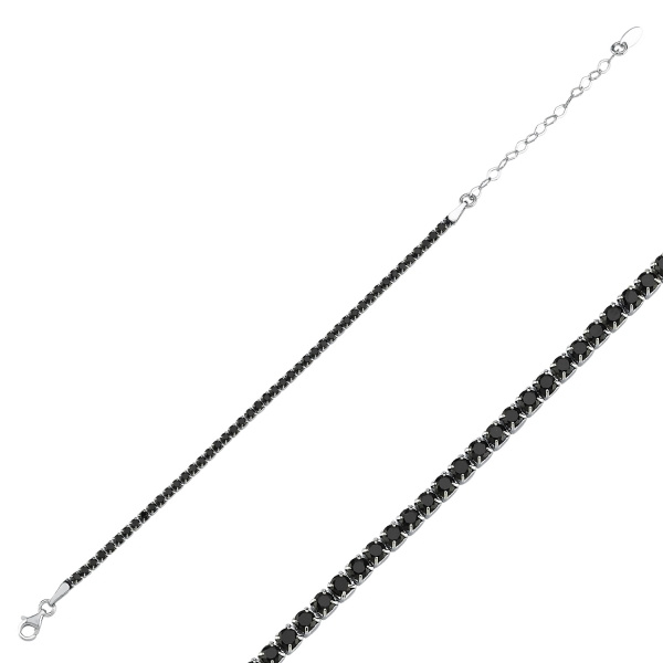 OlivieStříbrný tenisový náramek BLACK 7340