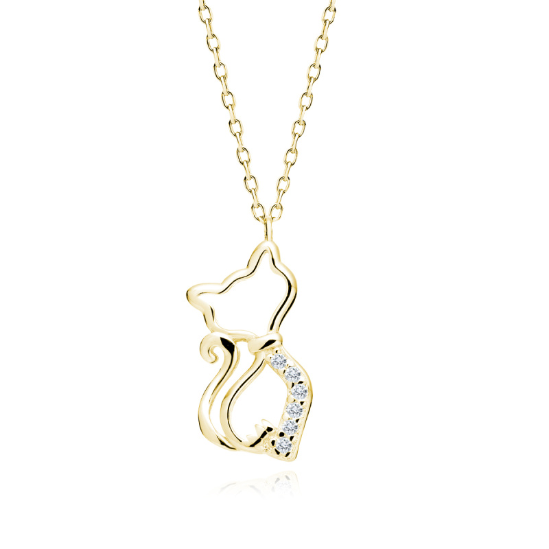 Olivie Stříbrný náhrdelník KOČKA GOLD 7519