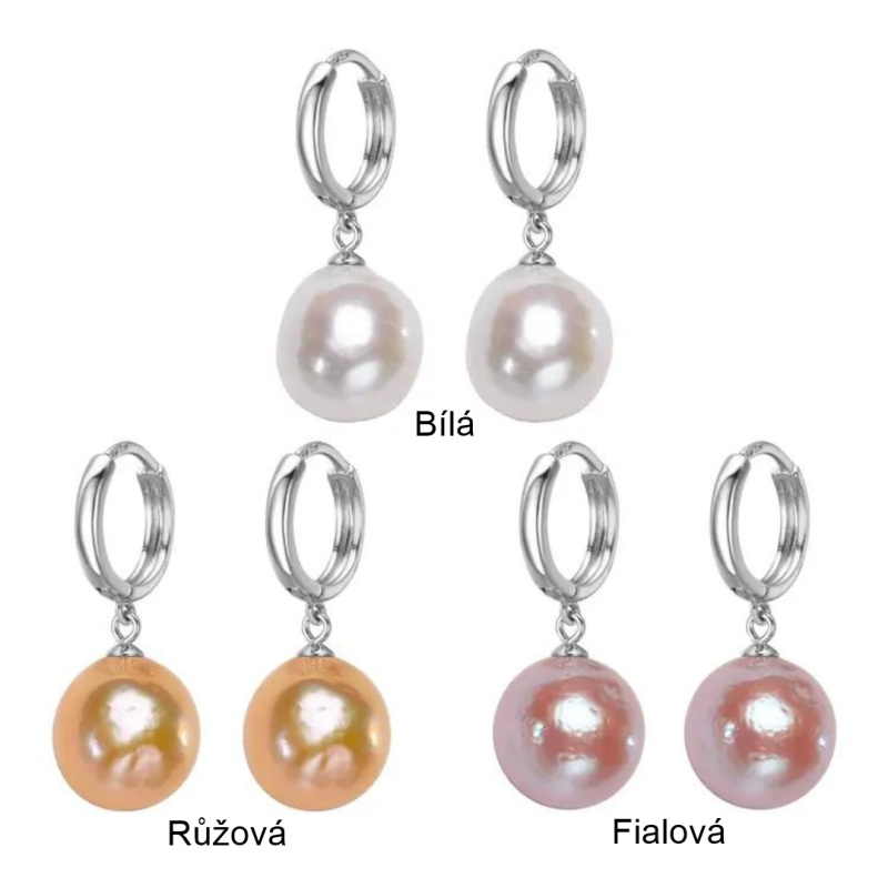 Olivie Perlové kroužkové náušnice BAROKO 7602 Barva: Fialová