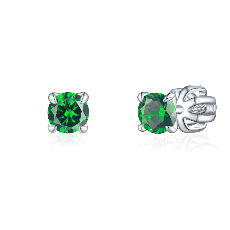 Olivie Stříbrné 4mm náušnice PIPPI GREEN 7953