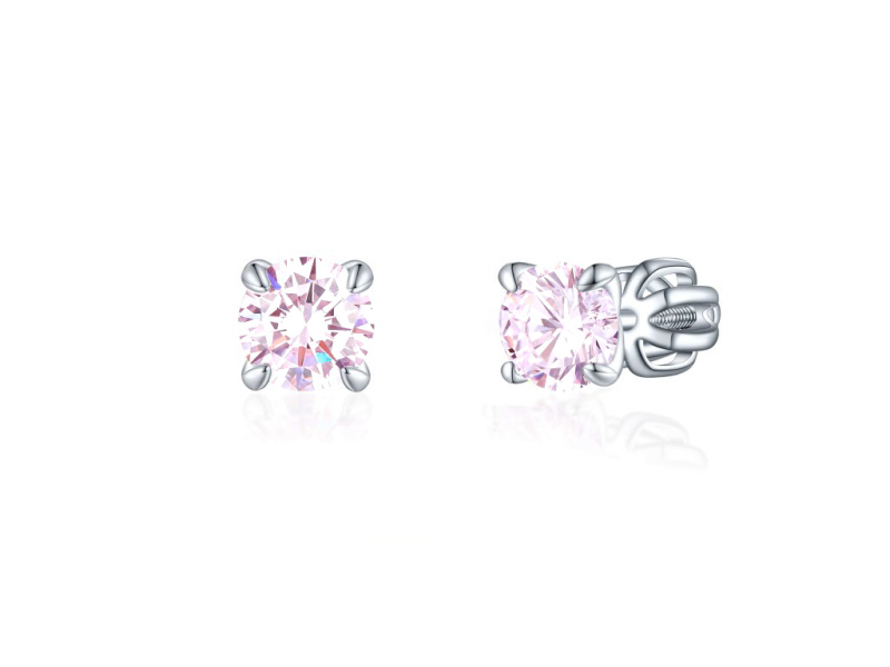 Olivie Stříbrné 5mm náušnice PIPPI PINK 7954
