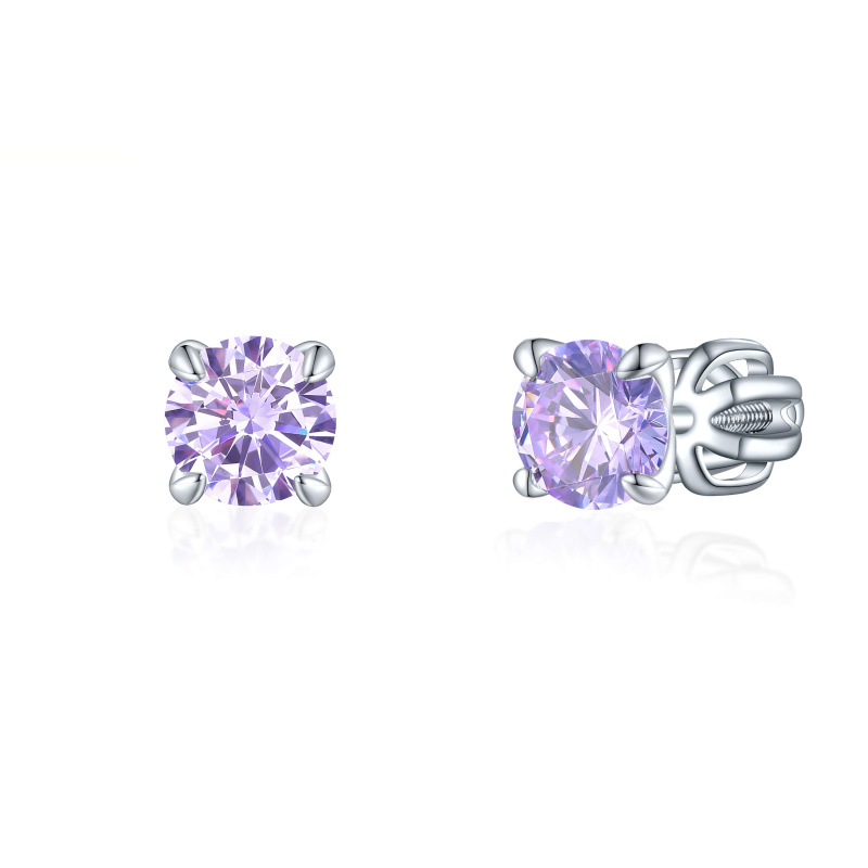 Olivie Stříbrné 5mm náušnice PIPPI PURPLE 7955