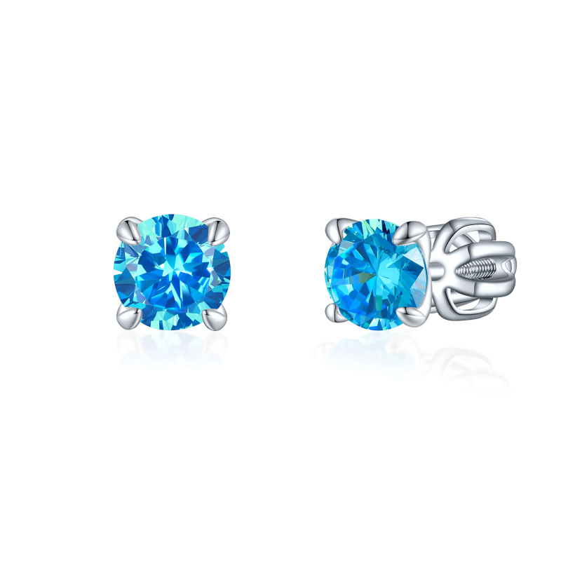 Olivie Stříbrné 5mm náušnice PIPPI BLUE 7958