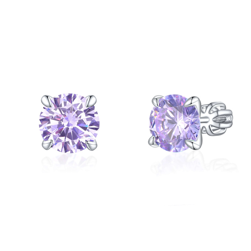 Olivie Stříbrné 8mm náušnice PIPPI PURPLE 7973