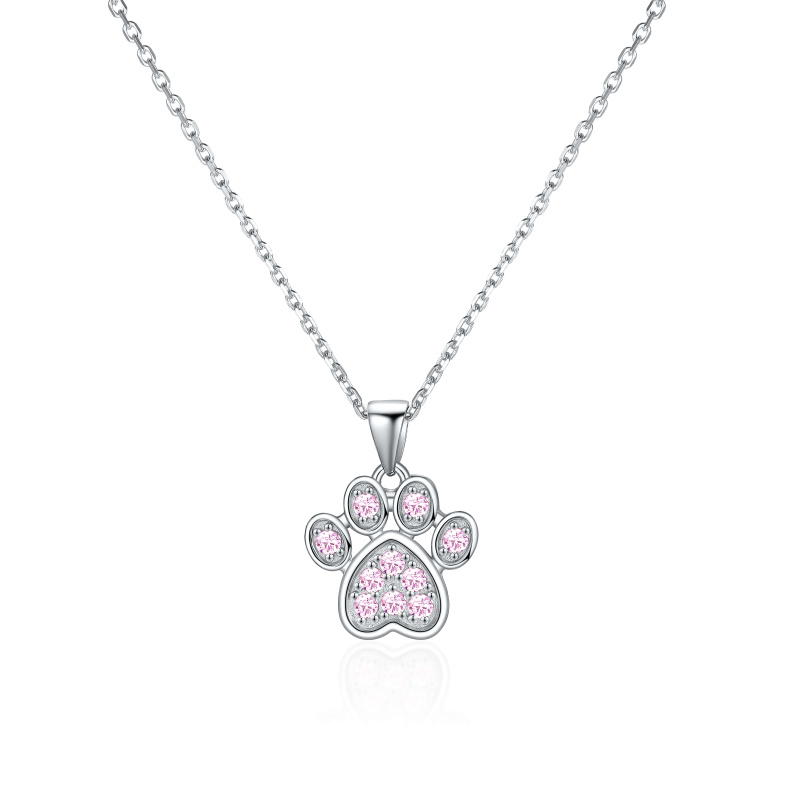 Olivie Stříbrný náhrdelník TLAPKA PINK 8109