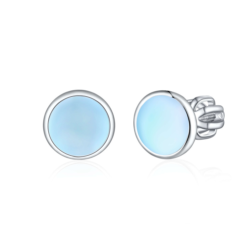 Olivie Stříbrné náušnice 6mm MĚSÍČNÍ KÁMEN 8148