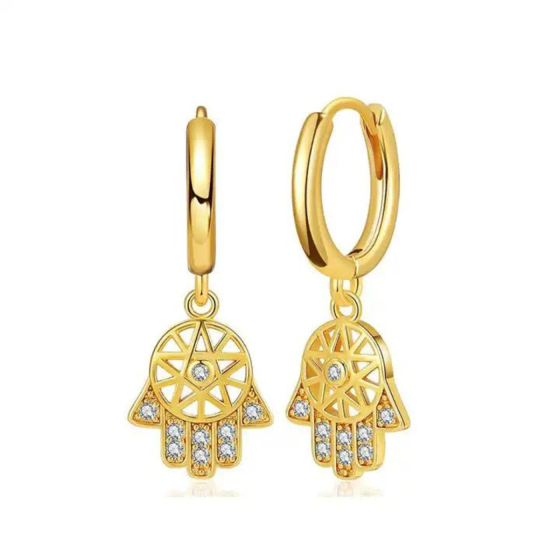 Olivie Stříbrné náušnice HAMSA GOLD 8261