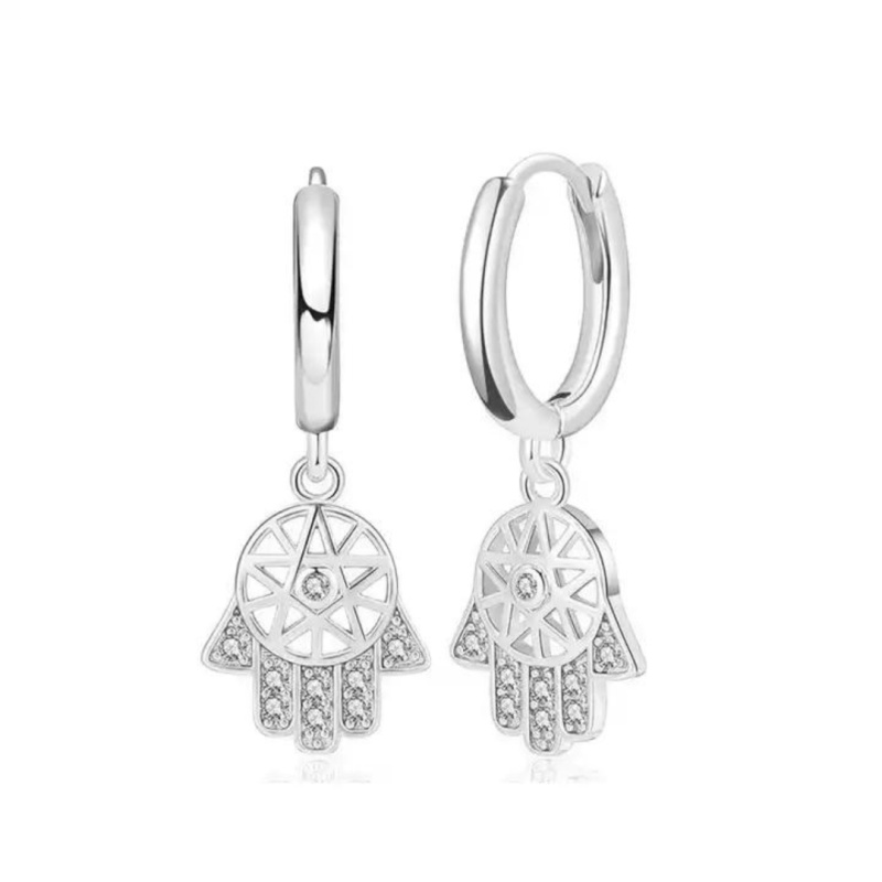 Olivie Stříbrné náušnice HAMSA 8262
