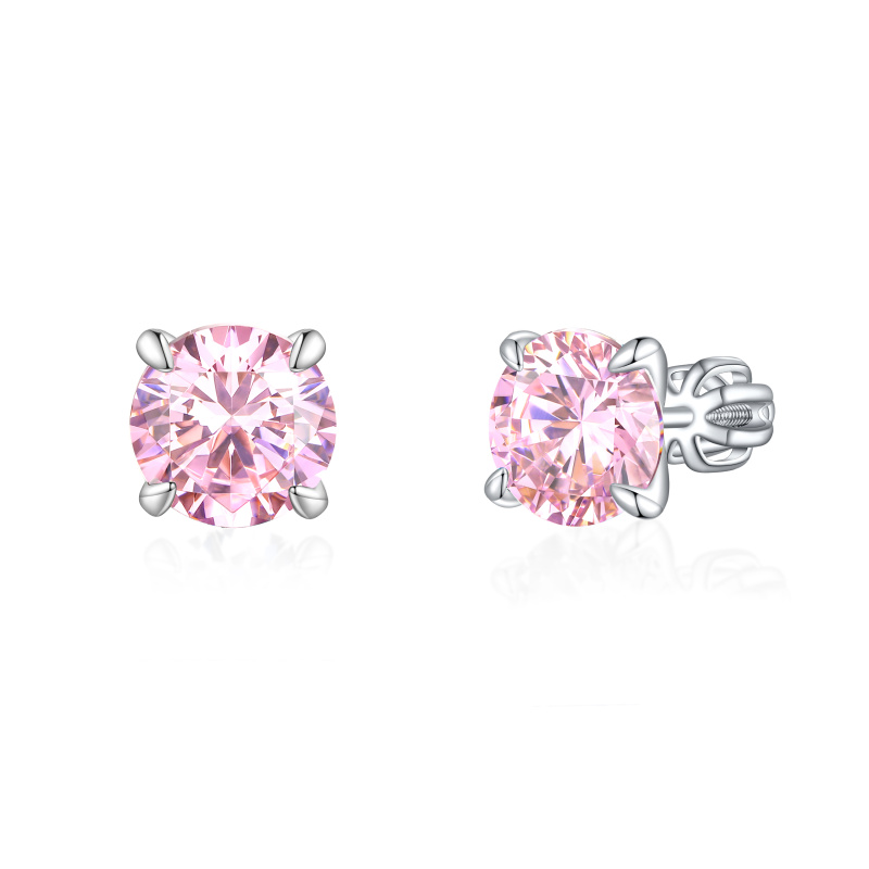 Olivie Stříbrné 8mm náušnice PIPPI PINK 8352