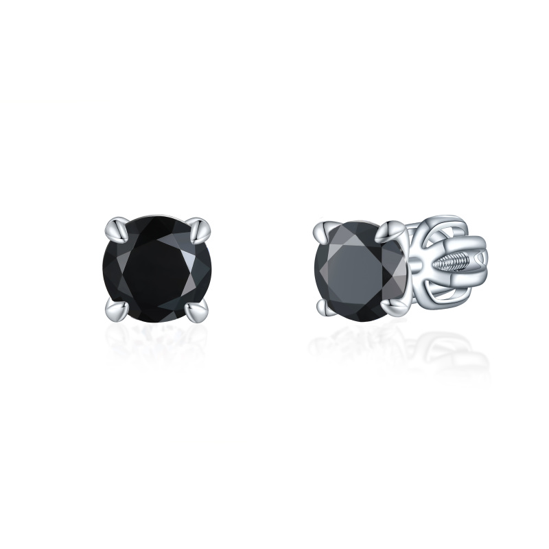 Olivie Stříbrné 5mm náušnice PIPPI BLACK 8357