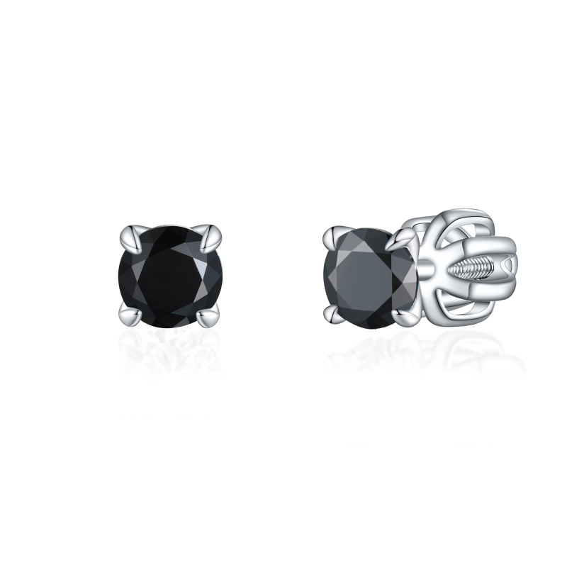Olivie Stříbrné 4mm náušnice PIPPI BLACK 8358