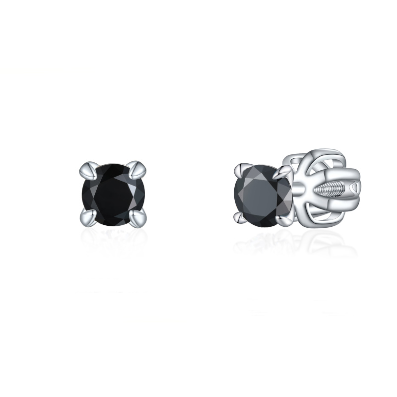 Olivie Stříbrné 3mm náušnice PIPPI BLACK 8359