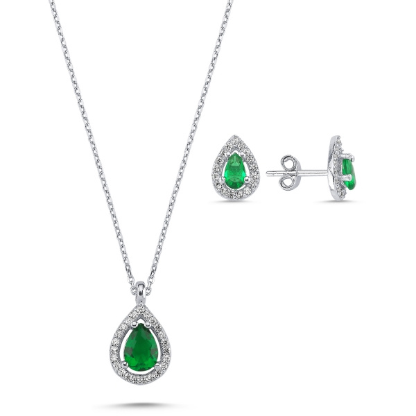 Olivie Stříbrná souprava KAPKA GREEN 5826