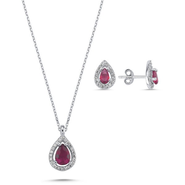 Olivie Stříbrná souprava KAPKA RUBY 5830