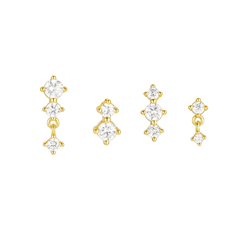 Olivie Stříbrné náušnice 4 ks GOLD 8836