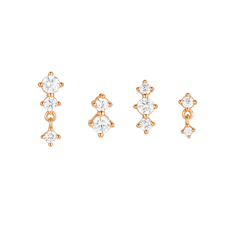 Olivie Stříbrné náušnice 4 ks ROSE 8838