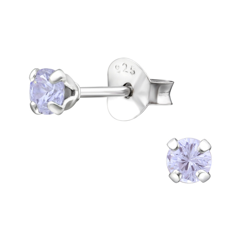 Olivie Stříbrné 3mm náušnice LILA 8655