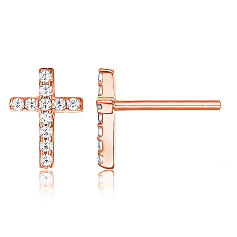 Olivie Stříbrné náušnice KŘÍŽEK ROSE 8685