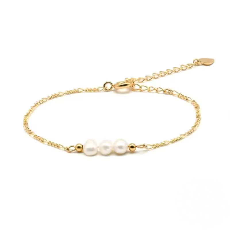 Olivie Stříbrný perlový náramek GOLD 8720