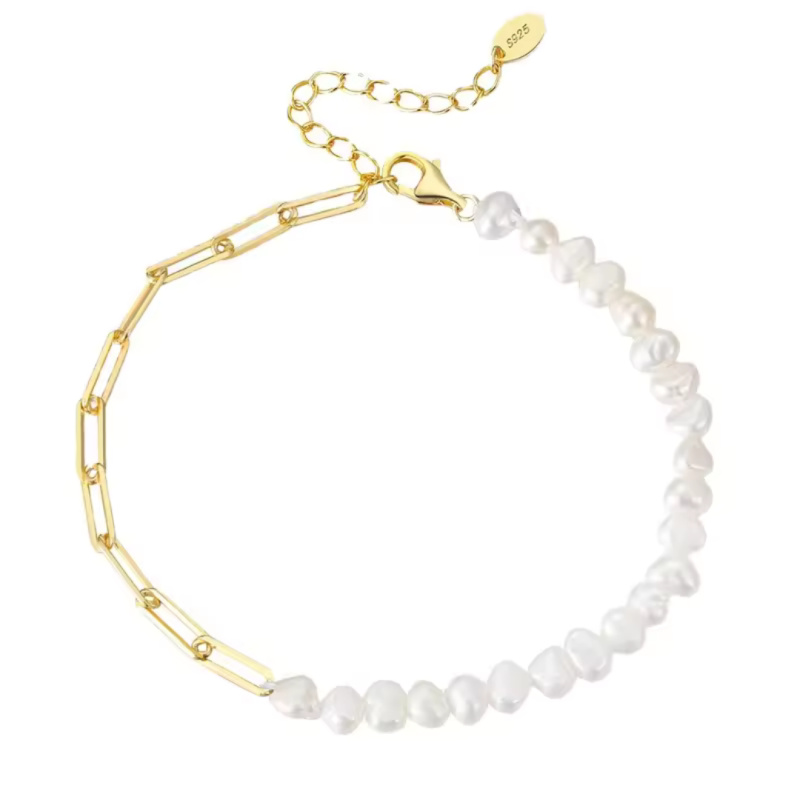 Olivie Stříbrný perlový náramek GOLD 8721