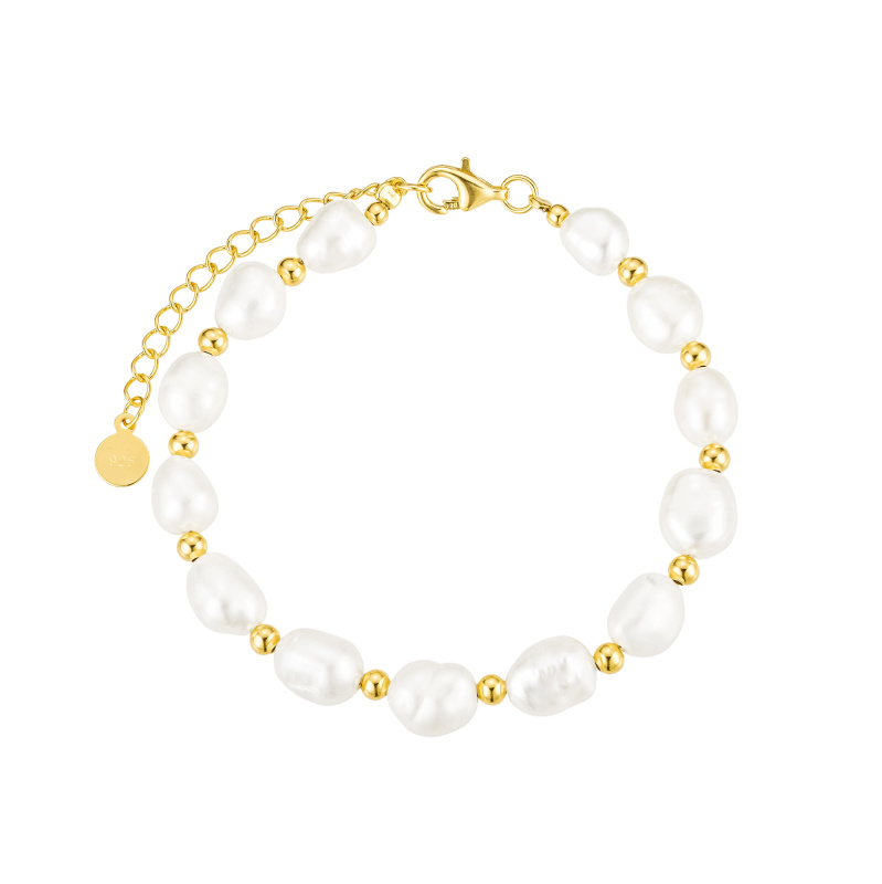 Olivie Stříbrný perlový náramek GOLD 8803