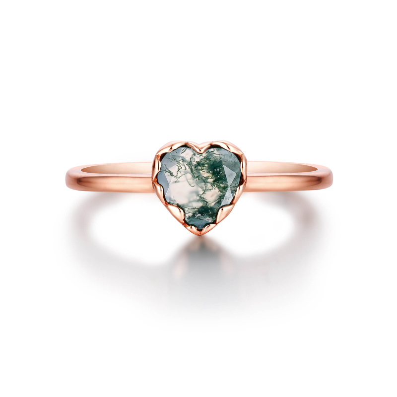 Olivie Stříbrný prsten MECHOVÝ ACHÁT ROSE 8513 Velikost prstenů: 10 (EU: 62-64)