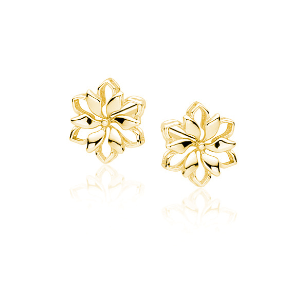 Olivie Květinové stříbrné náušnice GOLD 3744