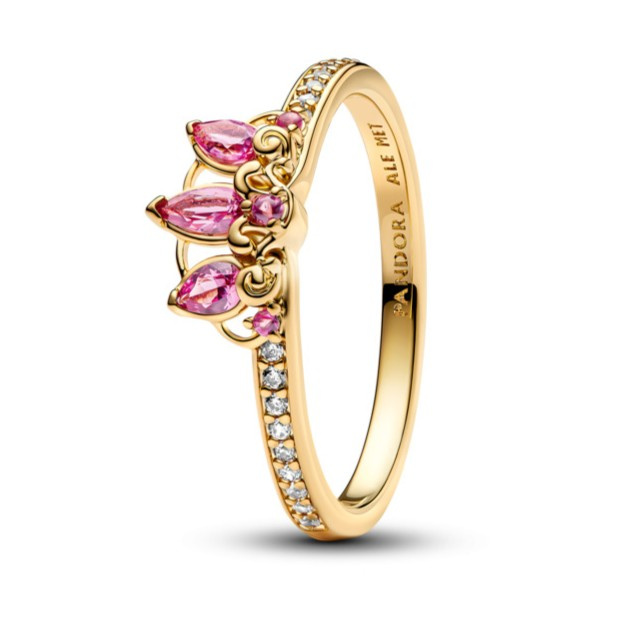 Pandora Třpytivý pozlacený prsten s diadémem princezny Lociky Disney 163651C01 54 mm