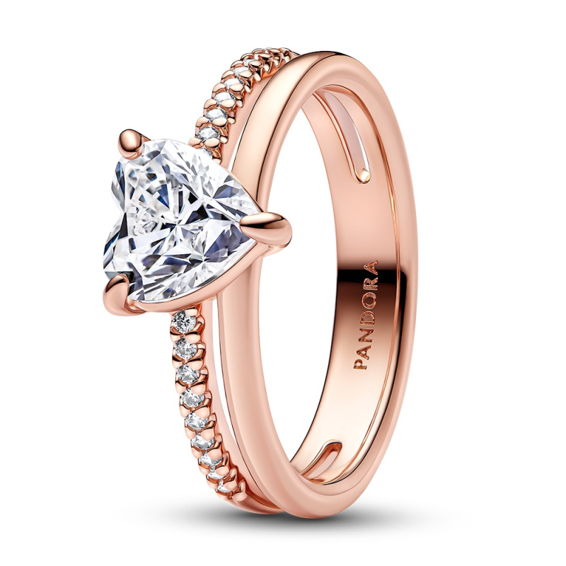 Pandora Překrásný pozlacený prsten se zirkony Timeless Rose 183100C01 56 mm