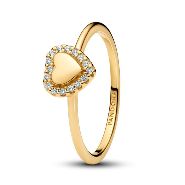 Pandora Romantický pozlacený prsten Srdce s aureolou Shine Timeless 163801C01 60 mm