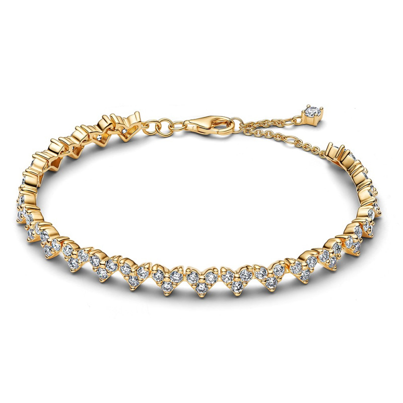 Pandora Pozlacený náramek se srdíčky Shine Timeless 560041C01 18 cm