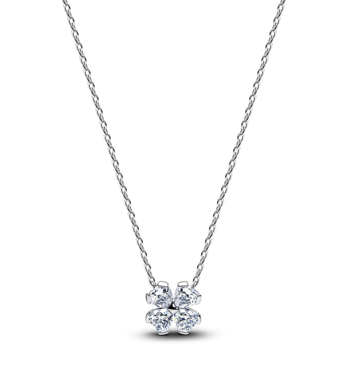 Pandora Stříbrný náhrdelník Třpytivý čtyřlístek 394502C01-45