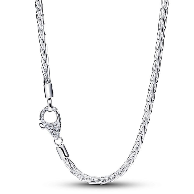 Pandora Elegantní stříbrný náhrdelník se zirkony Moments 394463C01 45 cm