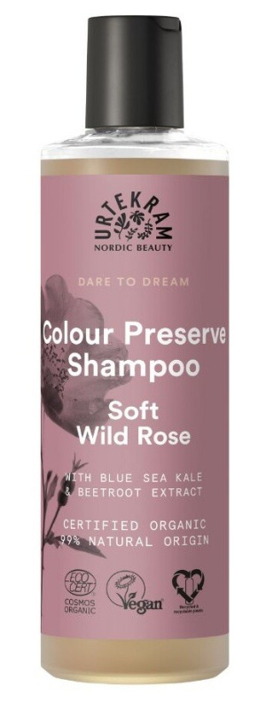 Urtekram Soft Wild Rose jemný šampon pro barvené vlasy 250 ml