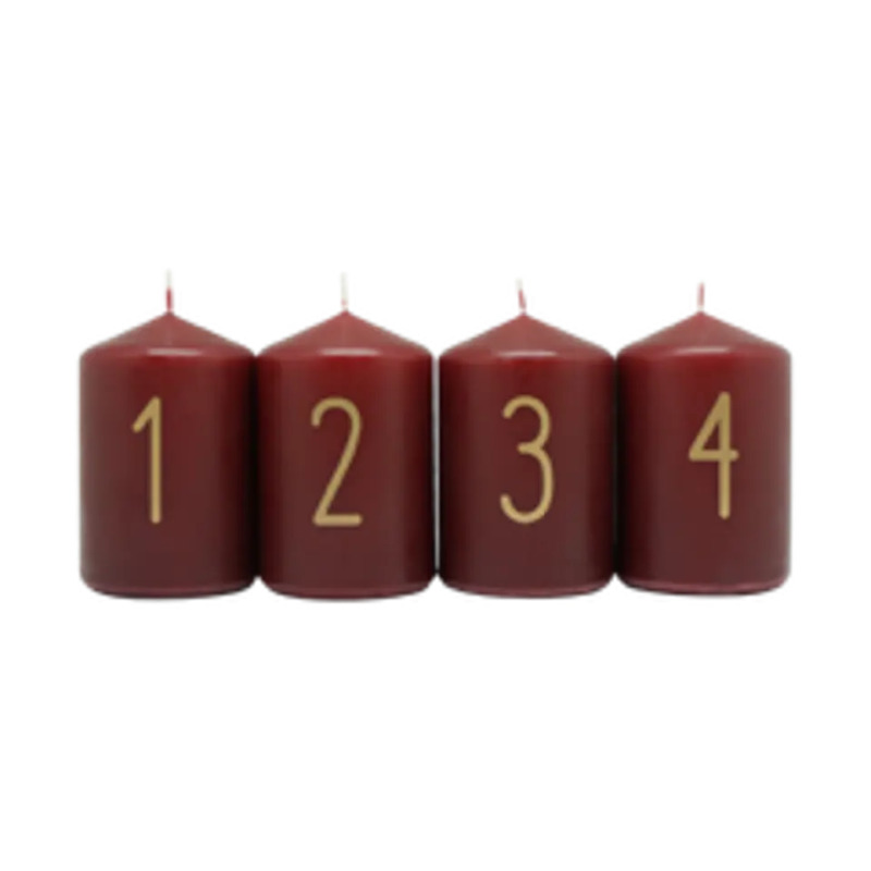 Dekorace Adventní svíčky s číslicemi 4 ks