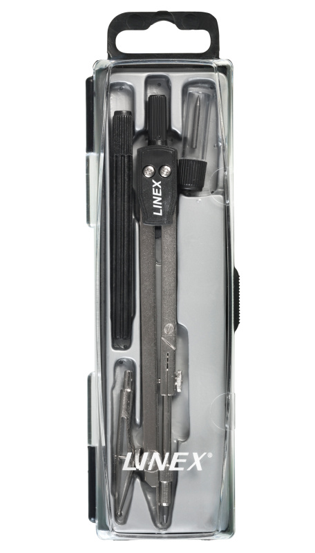 Kružítko Linex - kovové s kloubem, 140 mm, včetně příslušenství