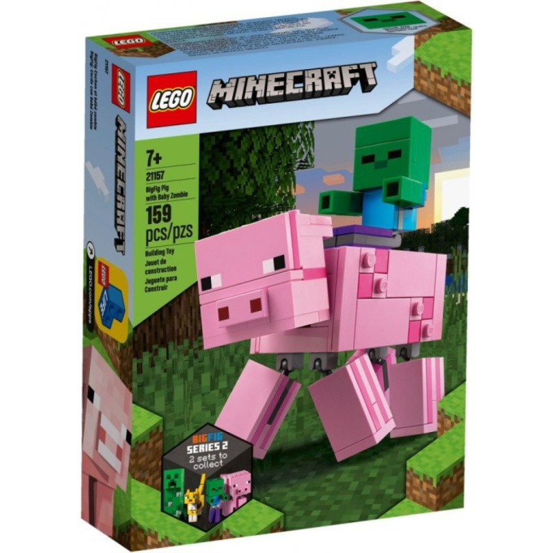 Lego® minecraft 21157 velká figurka: prase s malou zombie