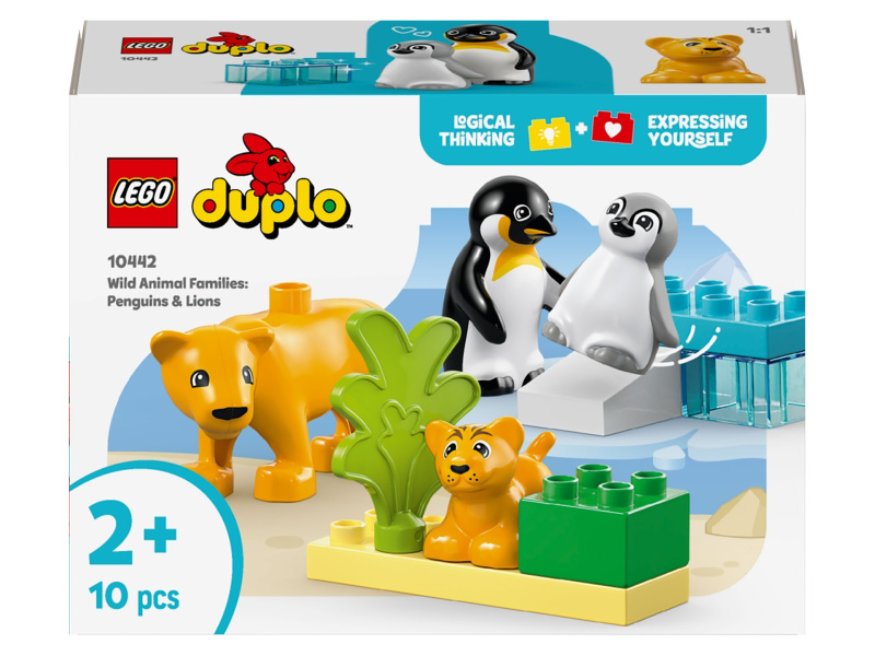 LEGO® DUPLO 10442 Rodinky divokých zvířat: Tučňáci a lvi