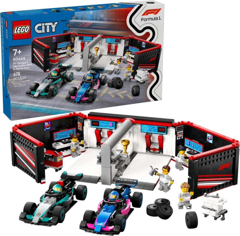 Lego City F1 garáž a vozy Mercedes-AMG a Alpine