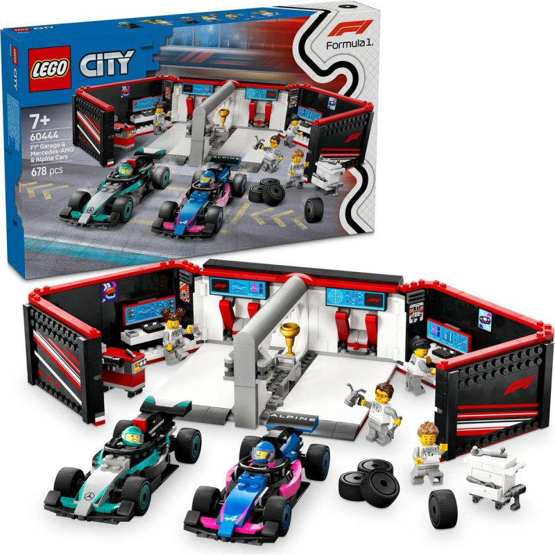 Lego City F1 garáž a vozy Mercedes-AMG a Alpine