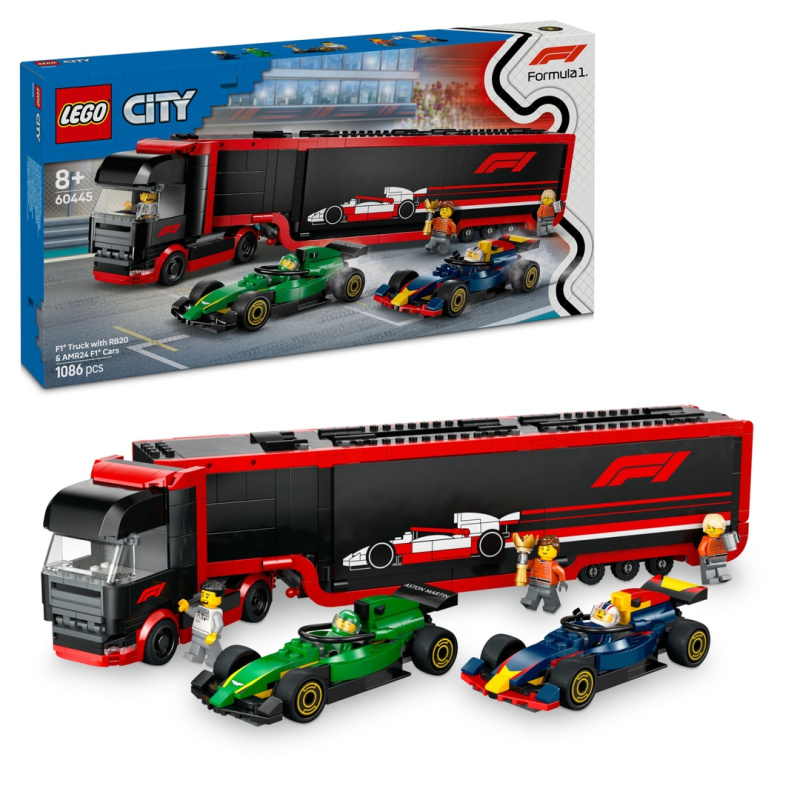 Lego City F1 Tahač s vozy RB20 a AMR24 F1