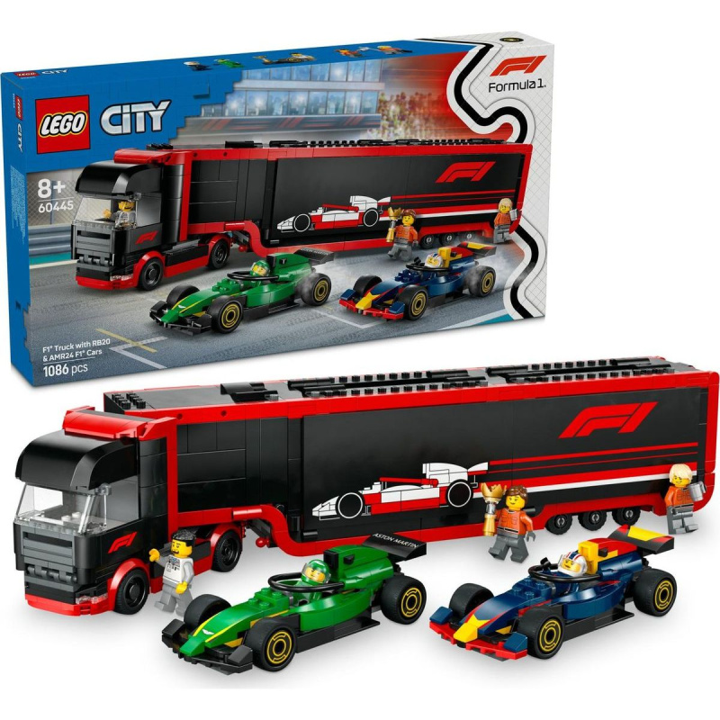 Lego City F1 Tahač s vozy RB20 a AMR24 F1