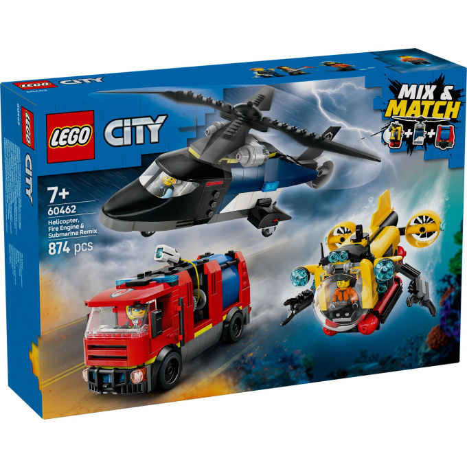 Lego City helikoptéra, hasičského auta a ponorky