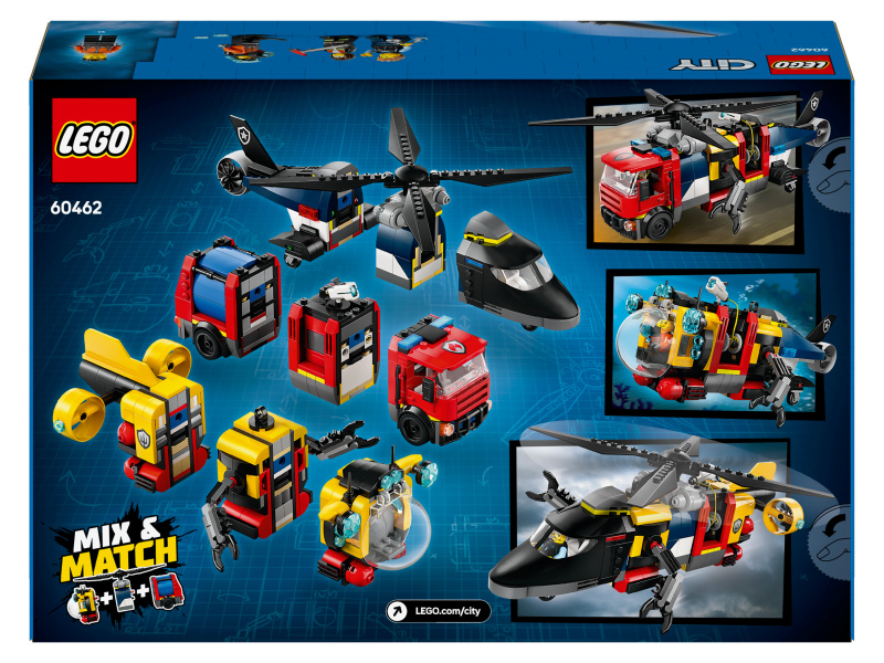 Lego City helikoptéra, hasičského auta a ponorky
