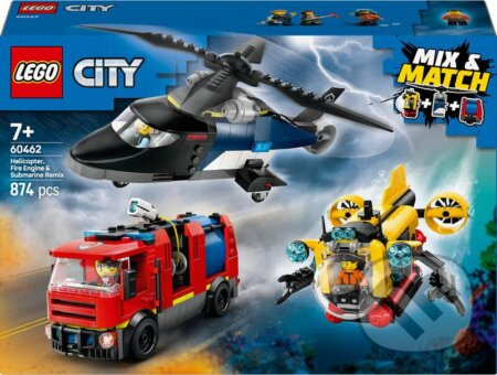Lego City helikoptéra, hasičského auta a ponorky